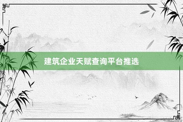 建筑企业天赋查询平台推选