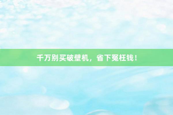 千万别买破壁机，省下冤枉钱！