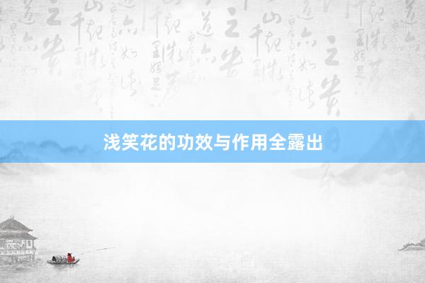 浅笑花的功效与作用全露出